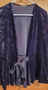 Black velvet peplum cardigan